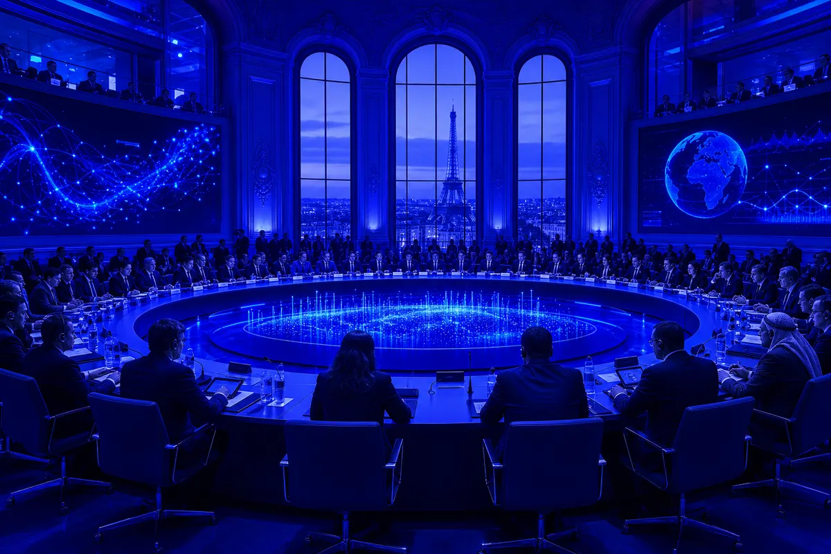 Délégations internationales réunies à Paris pour discuter de la gouvernance de l’intelligence artificielle.