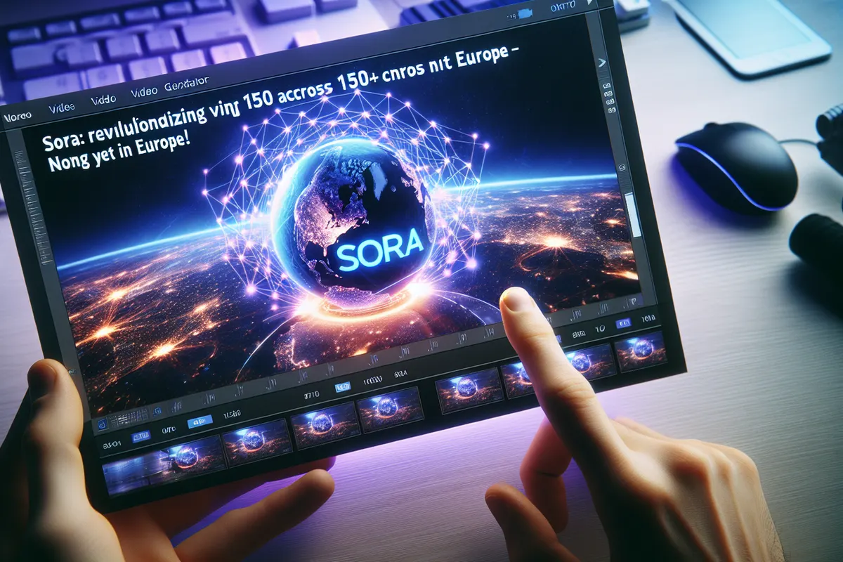 Créateur devant un écran de storyboard, organisant des séquences vidéo générées par intelligence artificielle
