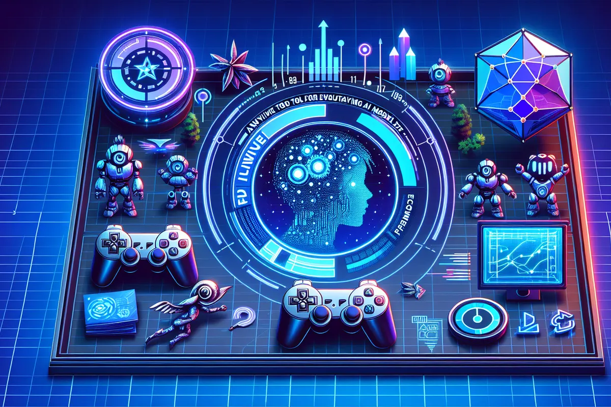 Un personnage de jeu de plateforme traverse des obstacles, suivi par un système d’évaluation de l’IA.