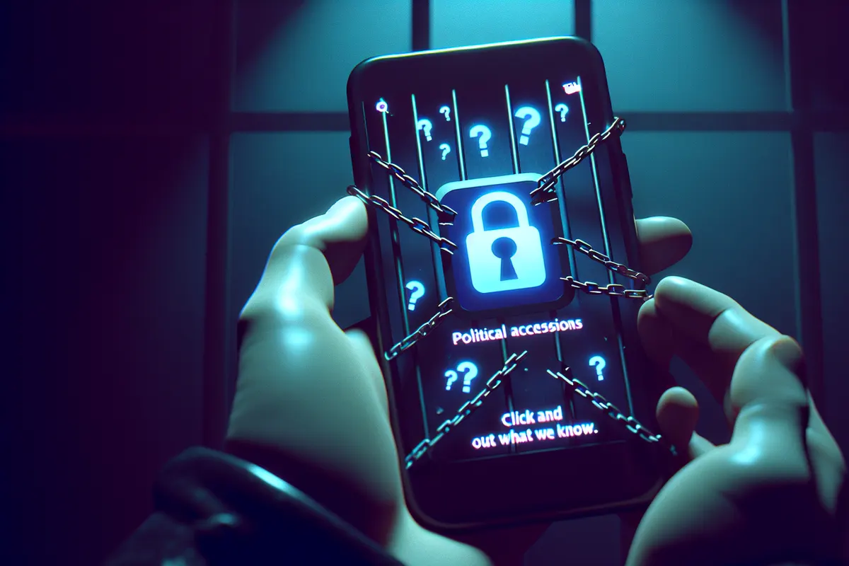 Un smartphone affiche une application indisponible devant deux boutiques d’applications symboliques aux États-Unis.