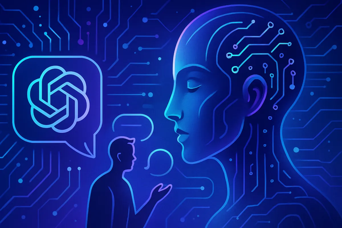 Utilisateur réglant la personnalité d’un assistant conversationnel sur un ordinateur portable.
