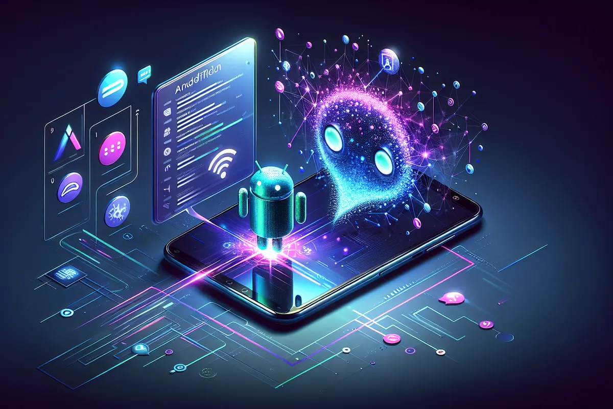 Personne utilisant le geste d’assistant sur un smartphone Android pour ouvrir une conversation avec une IA