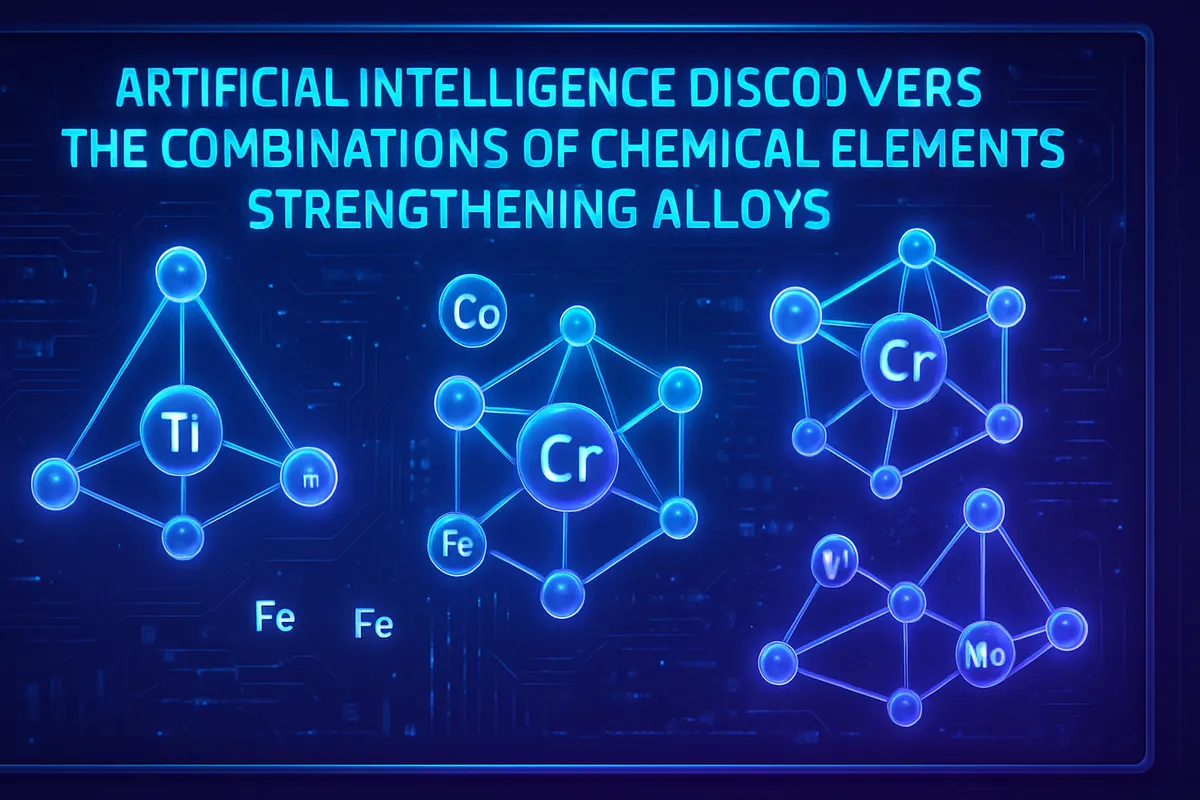Scientifique examinant des échantillons d’alliages reliés à une simulation d’intelligence artificielle explicable.