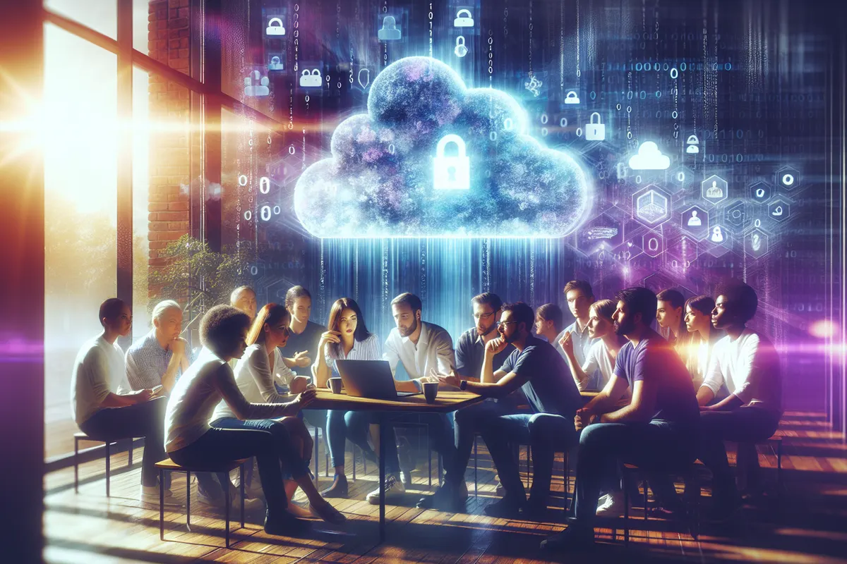 Des analystes surveillent des données chiffrées circulant entre des environnements cloud segmentés.