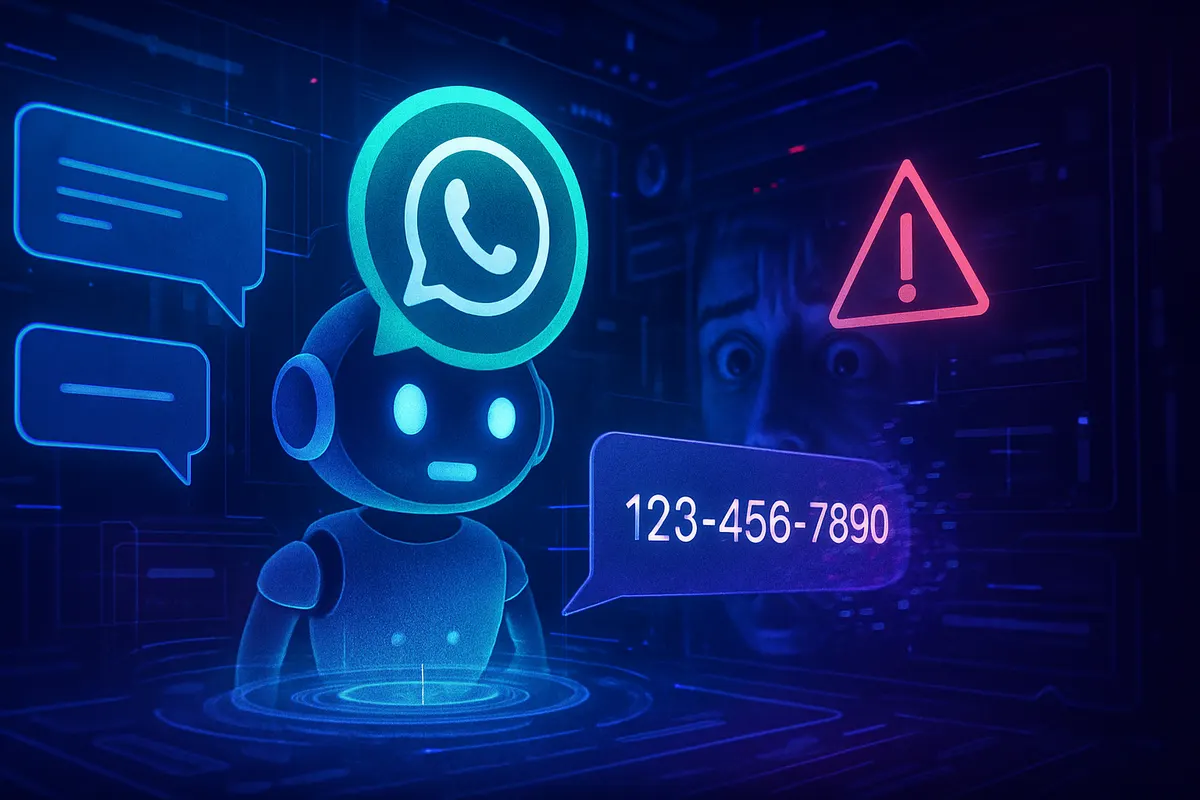 Un voyageur consulte un assistant IA sur son téléphone après la divulgation erronée d’un numéro privé.
