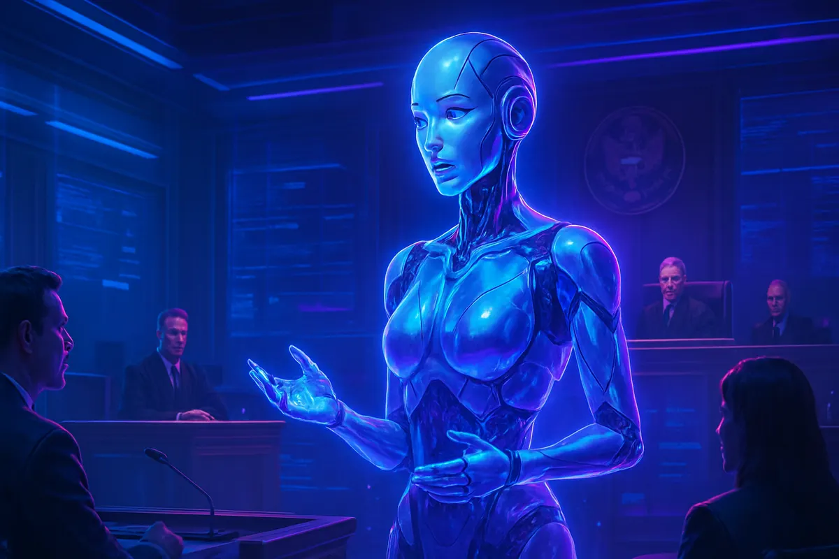 Dans un tribunal américain, un avatar numérique s’exprime sur écran devant le juge et les proches d’une victime.
