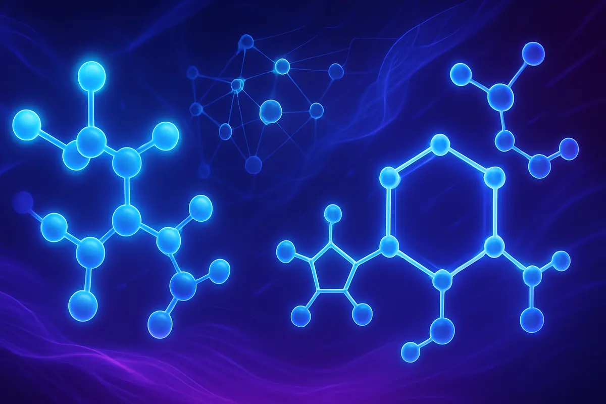 Une chercheuse analyse un schéma de réaction chimique montrant les échanges d’atomes et d’électrons.