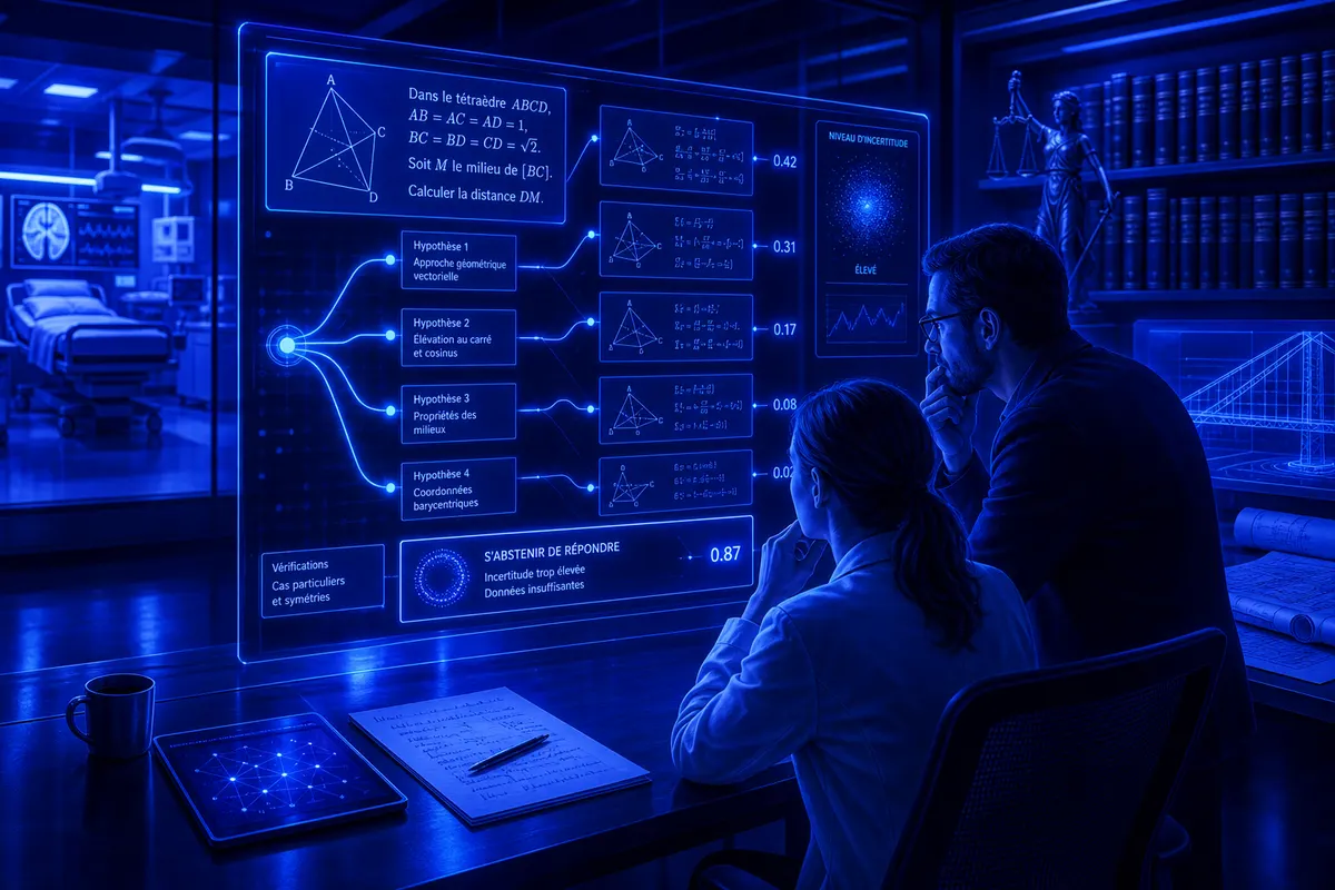 Un chercheur examine un système d’IA qui affiche son niveau de confiance avant de répondre.
