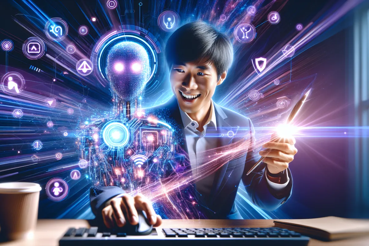 Une personne supervise sur son ordinateur un agent IA qui organise des tâches dans un navigateur web.