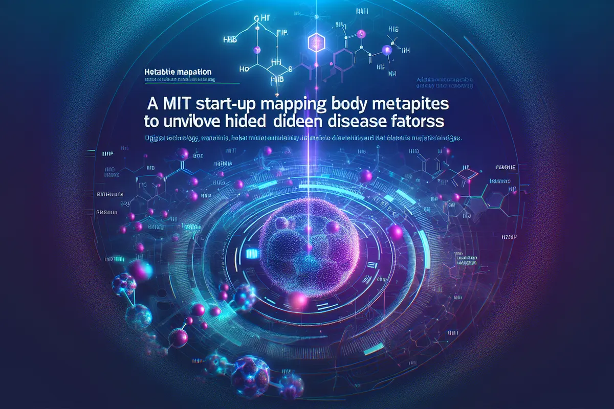 Une chercheuse observe une carte moléculaire reliant des cellules, des métabolites et des échantillons biologiques.