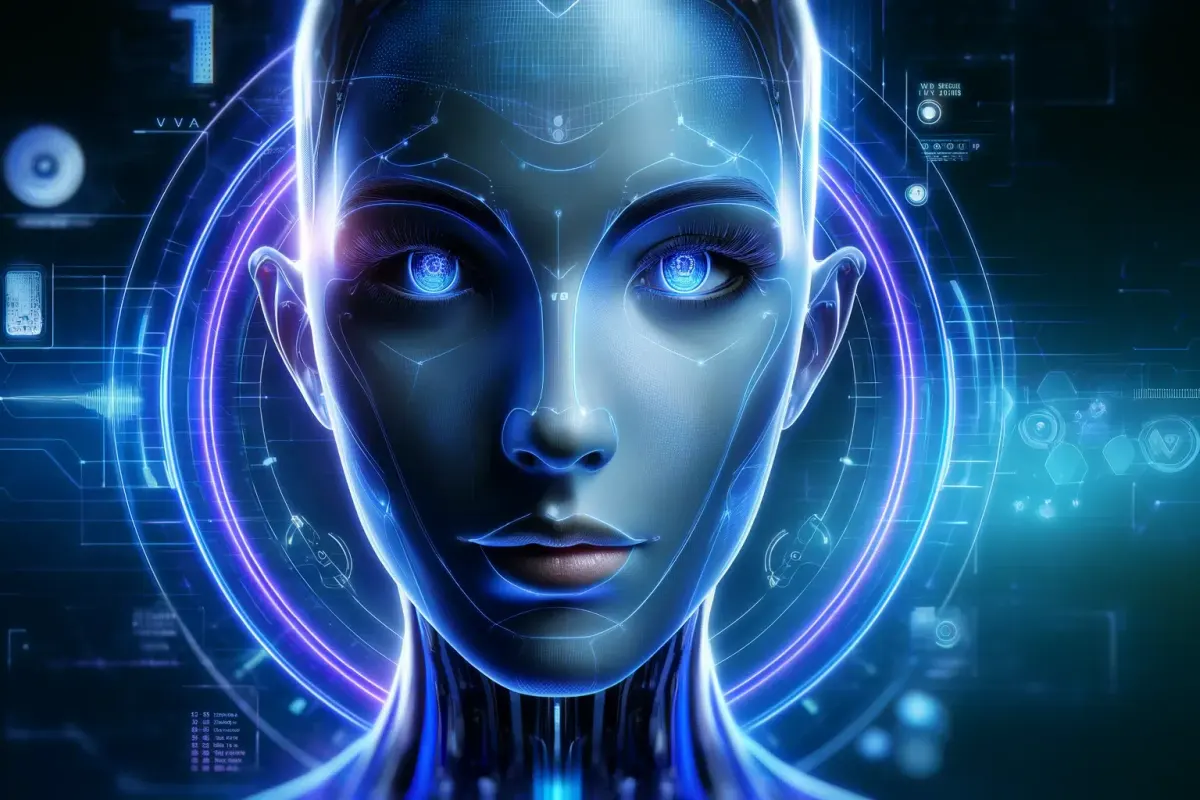 Avatar numérique parlant face à une caméra, avec animation des lèvres, du regard et des mouvements de tête.