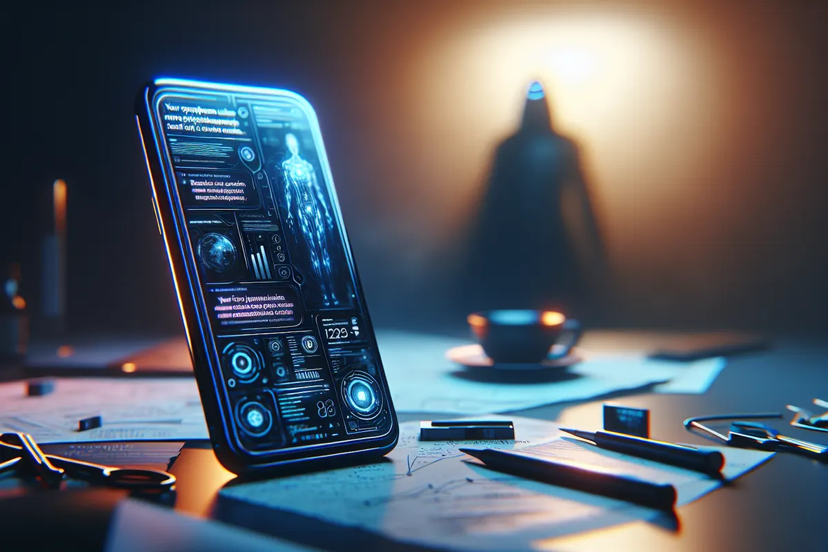 Un poste de post-production de cinéma avec un smartphone illustrant les usages distincts de l’IA.
