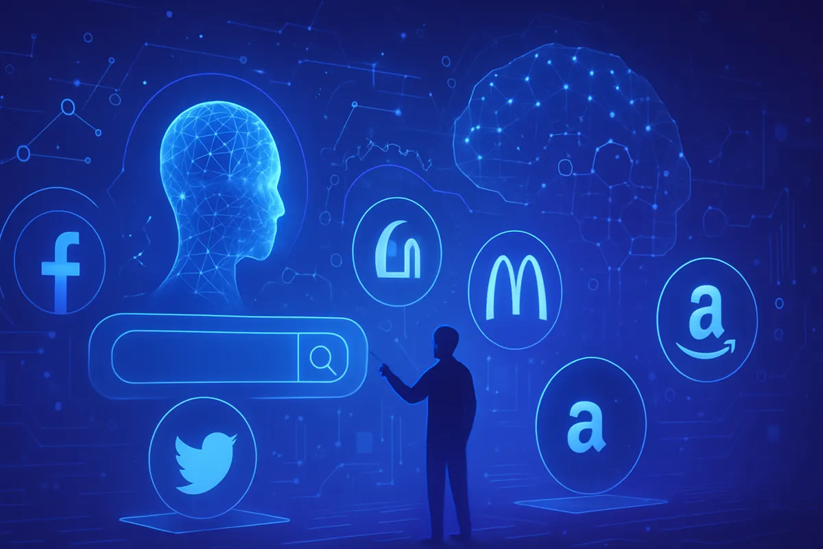 Une équipe marketing analyse sur écran la visibilité locale d’une marque dans des moteurs et assistants IA.